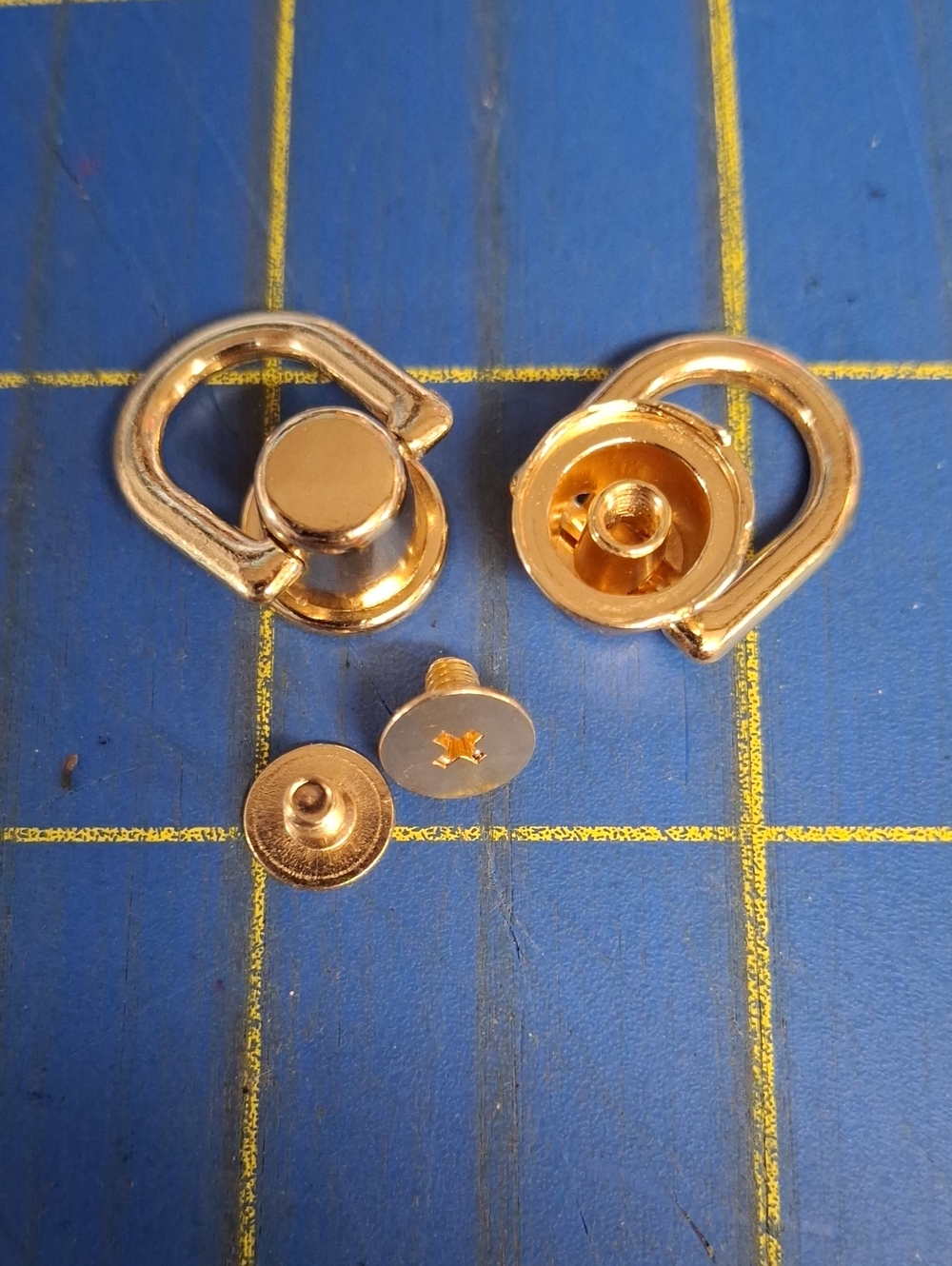D-ring pull-loop screw-back rivets & ball studs used for handbag purse strap New